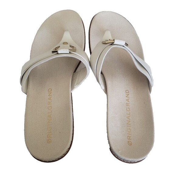 Cole Haan Original Grand Flatform Ivory Leather Thong Sandals  Women's Size 10B - Picture 8 of 11